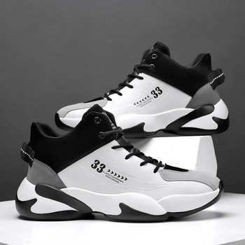 Маркови мъжки високи баскетболни обувки Дебела подметка Нехлъзгащи се спортни обувки Модерни младежки удобни спортни обувки Tenis Para Hombre