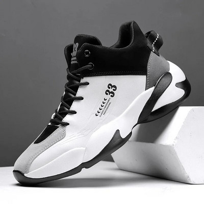 Маркови мъжки високи баскетболни обувки Дебела подметка Нехлъзгащи се спортни обувки Модерни младежки удобни спортни обувки Tenis Para Hombre