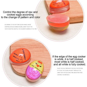 Cartoon Μαλακό σκληρό βραστό αυγό χρονόμετρο αυγού Ένδειξη αλλαγής χρώματος αυγού Παρατηρητής θερμοκρασίας αυγού Ρητίνη βρασμένα αυγά Θερμόμετρο