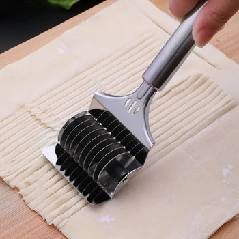 Εγχειρίδιο Noodle Cutter από ανοξείδωτο χάλυβα Noodle Peeler Multifunctional Vanilla Chive Noodles Cutter Roller Slicer Gadgets κουζίνας
