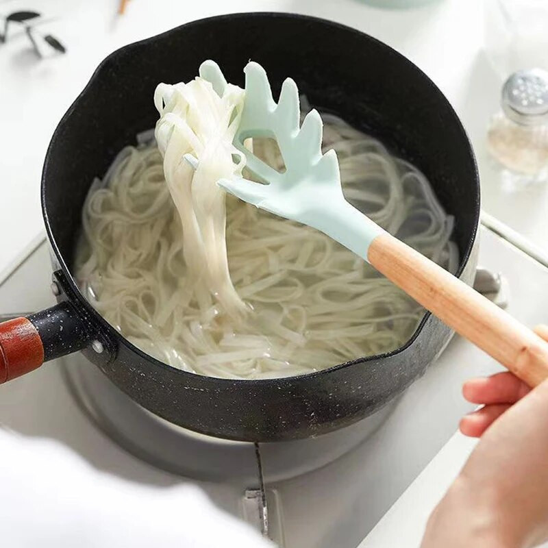 Χυλοπίτες σιλικόνης σέσουλα σπαγγέτι πιάσε κουτάλι ζυμαρικά πιρούνι νουντλ σερβιρίσματος σουρωτήρι Noodle υποδοχή κουζίνας νύχι κουτάλι κουτάλι ατσάλι