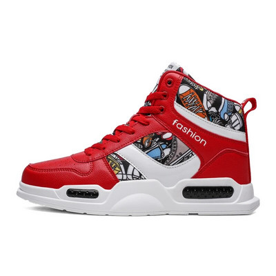 Pantofi sport pentru bărbați de marcă Pantofi cu graffiti înalți pentru băieți la modă, baschet, sport, tenis, pantofi sport, antrenament în aer liber, pantofi atletic