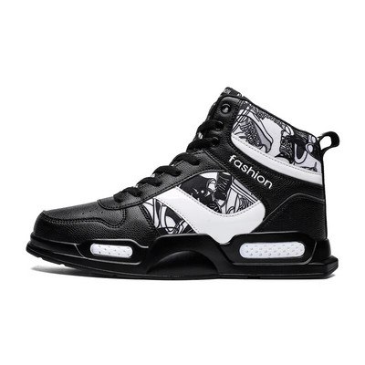 Pantofi sport pentru bărbați de marcă Pantofi cu graffiti înalți pentru băieți la modă, baschet, sport, tenis, pantofi sport, antrenament în aer liber, pantofi atletic