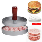 1 set Formă de acoperire antiaderentă cu mâner Matriză pentru hamburger Din aliaj de aluminiu Hamburger Carne Carne de vită BBQ Burger Presă pentru carne Bucătărie FoodMold