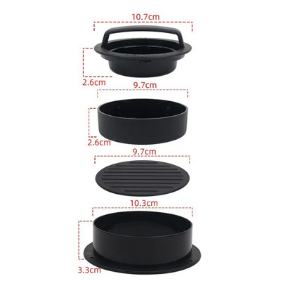 1 set Formă de acoperire antiaderentă cu mâner Matriză pentru hamburger Din aliaj de aluminiu Hamburger Carne Carne de vită BBQ Burger Presă pentru carne Bucătărie FoodMold
