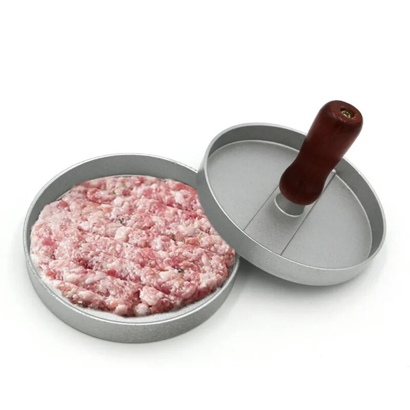 1 set Formă de acoperire antiaderentă cu mâner Matriză pentru hamburger Din aliaj de aluminiu Hamburger Carne Carne de vită BBQ Burger Presă pentru carne Bucătărie FoodMold
