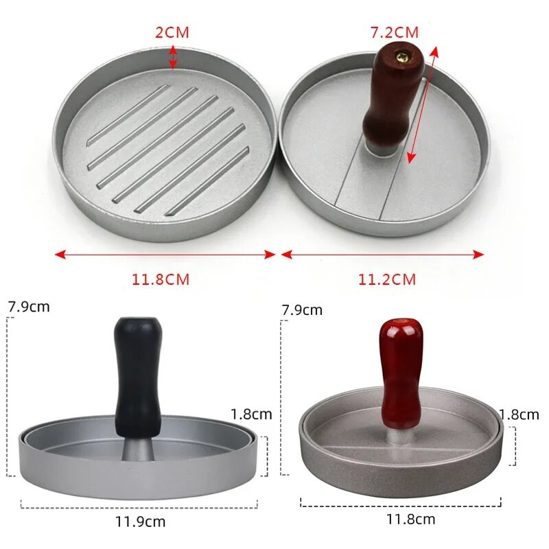 1 set Formă de acoperire antiaderentă cu mâner Matriză pentru hamburger Din aliaj de aluminiu Hamburger Carne Carne de vită BBQ Burger Presă pentru carne Bucătărie FoodMold