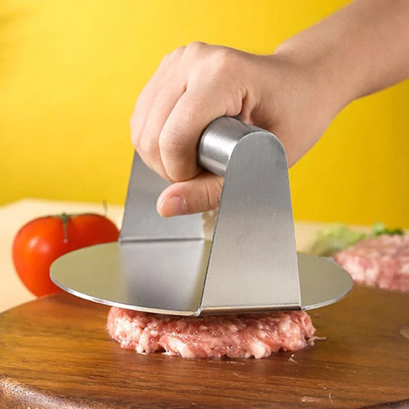 Presă pentru burgeri din oțel inoxidabil antiaderent carne grătar de vită, rotund, pătrat, sfărâmator de hamburger pentru mașina de chifle, accesorii de gătit grătar