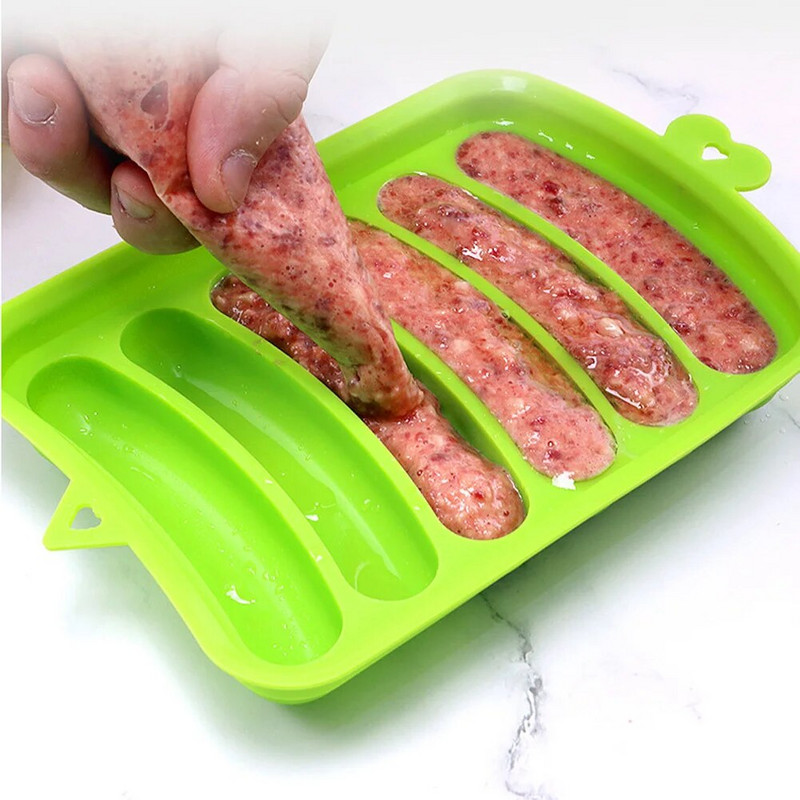 Mold din silicon, realizat manual, pentru fabricarea cârnaților, pentru hamburger, pentru hot-dog, accesorii de bucătărie reutilizabile, gadget pentru prăjituri