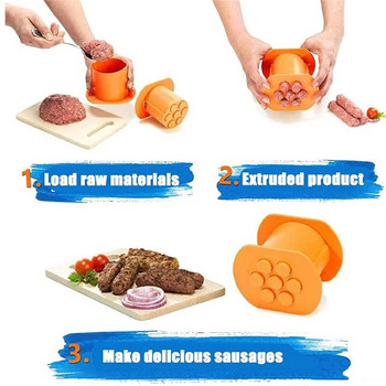 One Press Cevapcici Maker Manual Sausage Maker Meat Stuffer Filler Χειροποίητα μηχανήματα χειρός λουκάνικων για κουζίνα κουζίνας