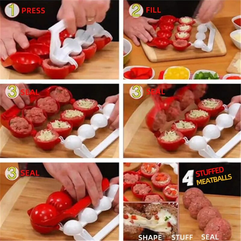 1PC Nou începător Produs de chifteluțe pentru carne, pește, mucegai pentru bile de Crăciun, bucătărie de Crăciun, instrument de gătit pentru chifteluțe umplute, umplute pentru bile