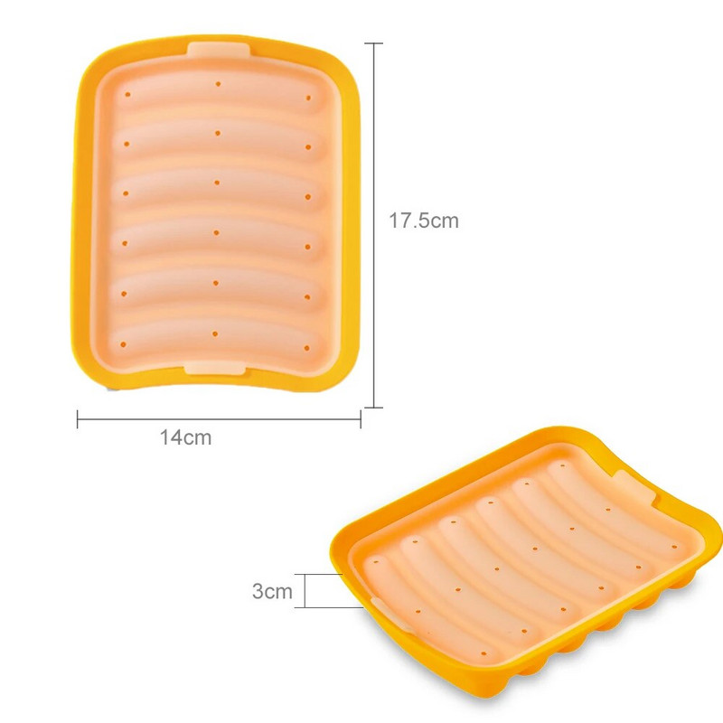 Neprianjajući silikonski kalup za kobasice Kalup za hrenovke s poklopcem Kalupi u obliku prstiju Domaće kobasice Dodatak prehrani za djecu Pribor za pečenje