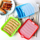 Mașină de fabricat cârnați din silicon Mold Handmade Hamburger Hot Dog Tavă de preparare Accesorii de bucătărie reutilizabile Gadget Matrite de copt cu capac