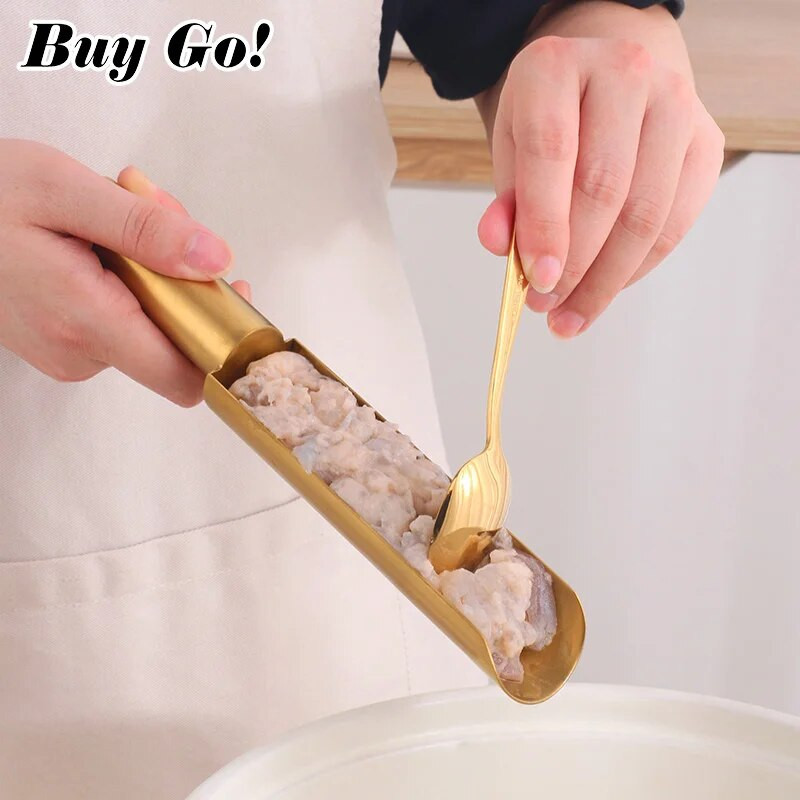 1 buc Mașină de fabricat chifteluțe 304 din oțel inoxidabil bile de pește și unelte de diapozitiv pentru creveți lingură de săpat chifteluțe prăjite accesorii pentru casă pentru bucătărie