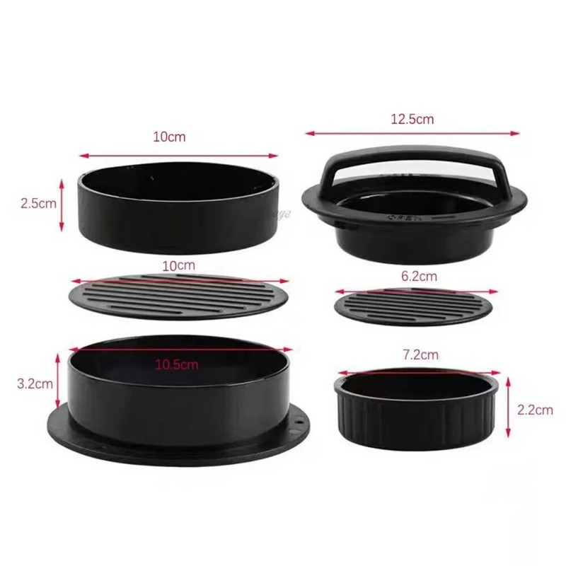 Aparat de presat pentru carne pentru hamburgeri de formă rotundă, ABS, antiaderent, chifteluțe de burger umplute, grătar de vită, presă pentru plăcinte, accesorii de bucătărie