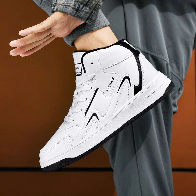 Pantofi înalți pentru bărbați de marcă Pantofi de baschet casual pentru băieți Pantofi de tenis anti-alunecare Pantofi sport confortabili din piele Pantofi unisex