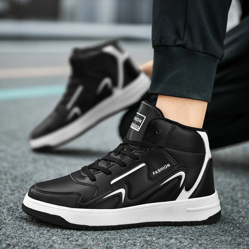 Pantofi înalți pentru bărbați de marcă Pantofi de baschet casual pentru băieți Pantofi de tenis anti-alunecare Pantofi sport confortabili din piele Pantofi unisex
