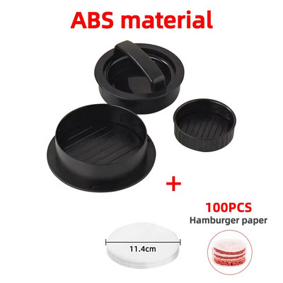 ABS hamburger húspréskészítő tapadásmentes töltött, kerek formájú hamburgerpogácsák marhahús grill pite présformakészítő konyhai kiegészítők