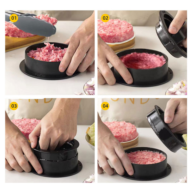 Aparat de presat pentru carne pentru hamburgeri din ABS, umplut cu umplutură rotundă, chifteluțe de burger, grătar de vită, pentru presă de plăcinte, accesorii de bucătărie