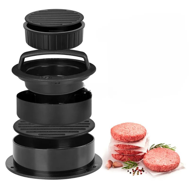 3 în 1 Antiaderent Carne Vită Veggie Hamburger Patty Mold Instrument esențial pentru a face chifle pentru burgeri umpluți