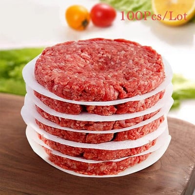 100Pcs/Παρτίδα Hamburger Frozen Patty Χαρτί BBQ Απορροφητικό λάδι Χαρτί Χάμπουργκερ Πρέσα Patty Paper Food Mat