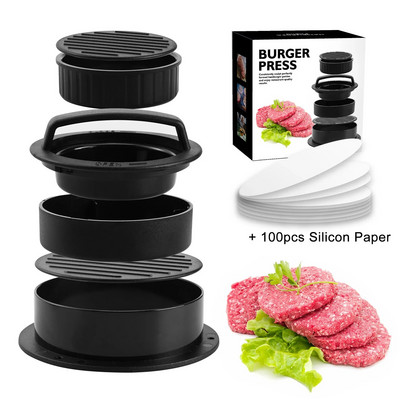 3 az 1-ben hamburger húsprésgép tapadásmentes Burger Pattie Press Sertés marhahús pogácsasütő forma töltött hamburgerekhez Konyhai eszközök