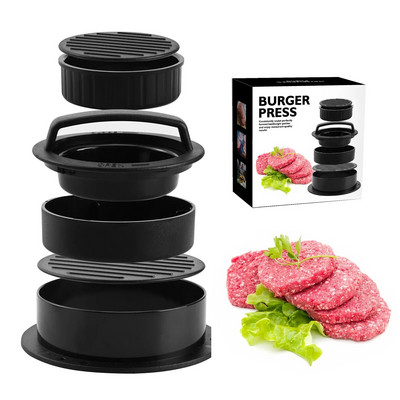3 az 1-ben hamburger húsprésgép tapadásmentes Burger Pattie Press Sertés marhahús pogácsasütő forma töltött hamburgerekhez Konyhai eszközök