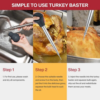 Food Grade Turkey Baster Συρίγγα Oil Dropper Meat Injector για μαγείρεμα για κοτόπουλο