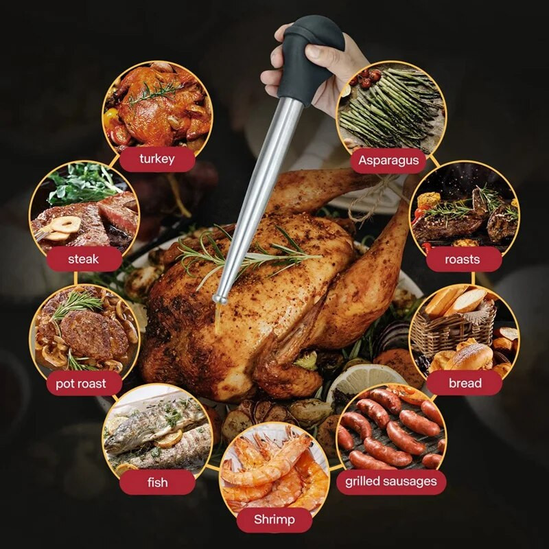 Set de injector de carne pentru picurare de ulei de seringă de curcan de calitate alimentară pentru gătit, pentru pui