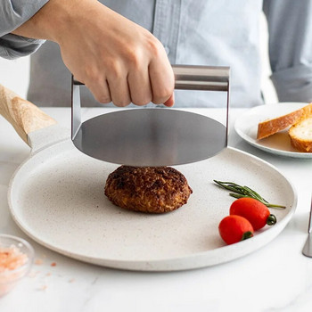 Преса за хамбургери от неръждаема стомана Кръгла квадратна ръчна професионална топлоустойчива машина за бургери Кухненски консумативи Хранителни инструменти