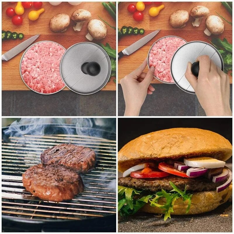 Presă pentru hamburgeri Set de făcut chiflețe pentru carne antiaderentă Mâner pentru presare pentru chiflețe pentru burgeri pentru casă și bucătărie