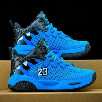 Нови детски баскетболни обувки за момче Висококачествени мрежести маратонки Удобни дишащи неплъзгащи се детски спортни обувки Ежедневни обувки за джогинг