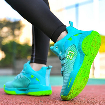 Нови детски баскетболни обувки за момче Висококачествени мрежести маратонки Удобни дишащи неплъзгащи се детски спортни обувки Ежедневни обувки за джогинг