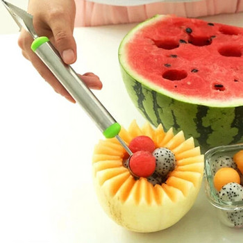Fruit Push Knife Διπλής κεφαλής Melon Baller Scoop Τριγωνικό σχήμα Αποφλοιωτής λαχανικών Πιατέλα φρούτων καρπούζι Εργαλείο κουζίνας