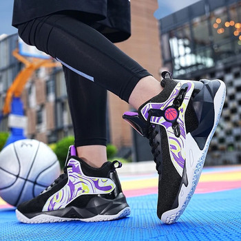 Маратонки Мъжки баскетболни обувки Дишащи неплъзгащи се спортни обувки на открито Спортни високи баскетболни маратонки Дамски