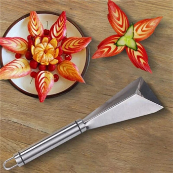 Αντιολισθητικό μαχαίρι για σκάλισμα φρούτων από ανοξείδωτο ατσάλι, διακόσμηση πιατέλας, κόφτης λαχανικών, τριγωνικό εργαλείο κοπής τροφίμων κουζίνας