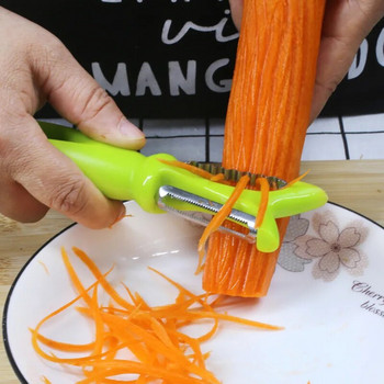 Белачка от неръждаема стомана Пластмасова дръжка Ренде за моркови и краставици 3 в 1 Мултифункционални ябълки за картофи Кухненски инструменти за зеленчуци