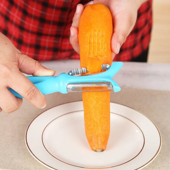 Белачка от неръждаема стомана Пластмасова дръжка Ренде за моркови и краставици 3 в 1 Мултифункционални ябълки за картофи Кухненски инструменти за зеленчуци