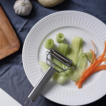 Кухненска белачка за зеленчуци Ренде за пъпеш от неръждаема стомана Белачка с двойна глава Домакински многофункционални рендета за плодове и зеленчуци