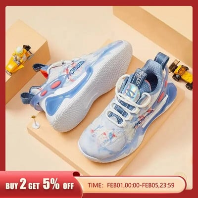 Leisure Children`s Shoes Sports Shoes New Basketball Shoes Breathable Mesh Mid Size Boys` Trendy Shoes