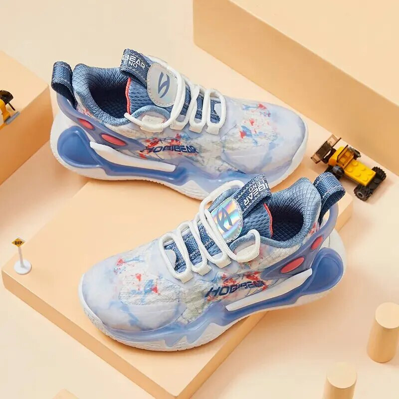 Детски обувки за свободното време Спортни обувки Нови баскетболни обувки Дишаща мрежа Среден размер Модерни обувки за момчета