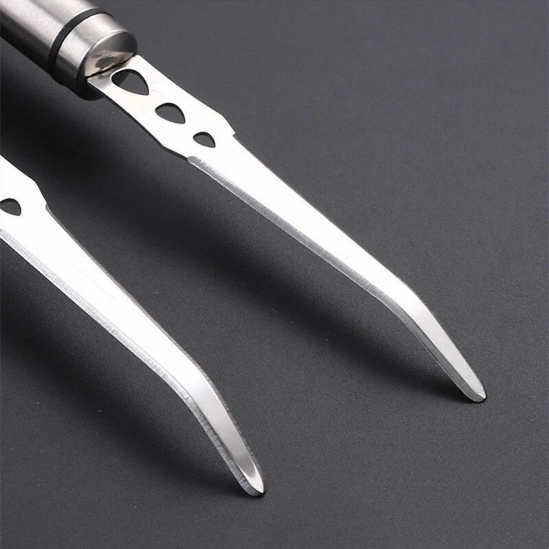 Curățător de curățat portocale din oțel inoxidabil cu mâner lung Fructe Cuțit pentru grapefruit Cuțit cu lamă dublă Ustensile de bucătărie