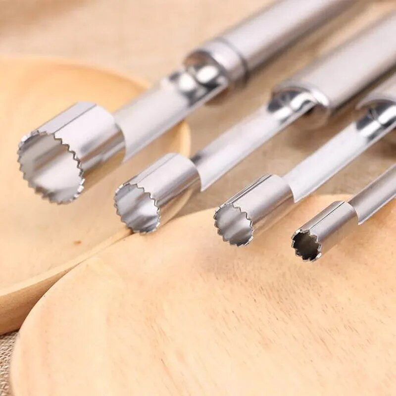 4PCS/Set od nehrđajućeg čelika vađenje jezgre od voća od crvenog datulja vađenje jezgre od jabuke kruške odstranjivanje jezgre sjemenki voća nož za rezanje alati za voće i povrće