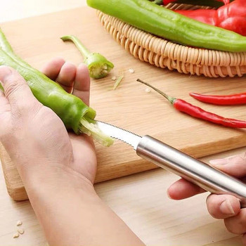 1 τεμ. Εργαλείο καθαρισμού φρούτων λαχανικών Pepper Tomato Slicer Edge Περιστρεφόμενος κόφτης Corers Αφαίρεση σπόρων από ανοξείδωτο ατσάλι Gadgets κουζίνας
