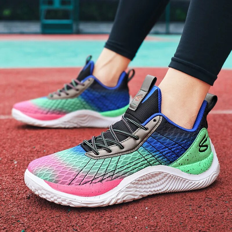 Pantofi de baschet pentru bărbați portocalii cu imprimare la modă, plasă de baschet, pantofi de baschet de cuplu respirabili, pantofi sport anti-alunecare