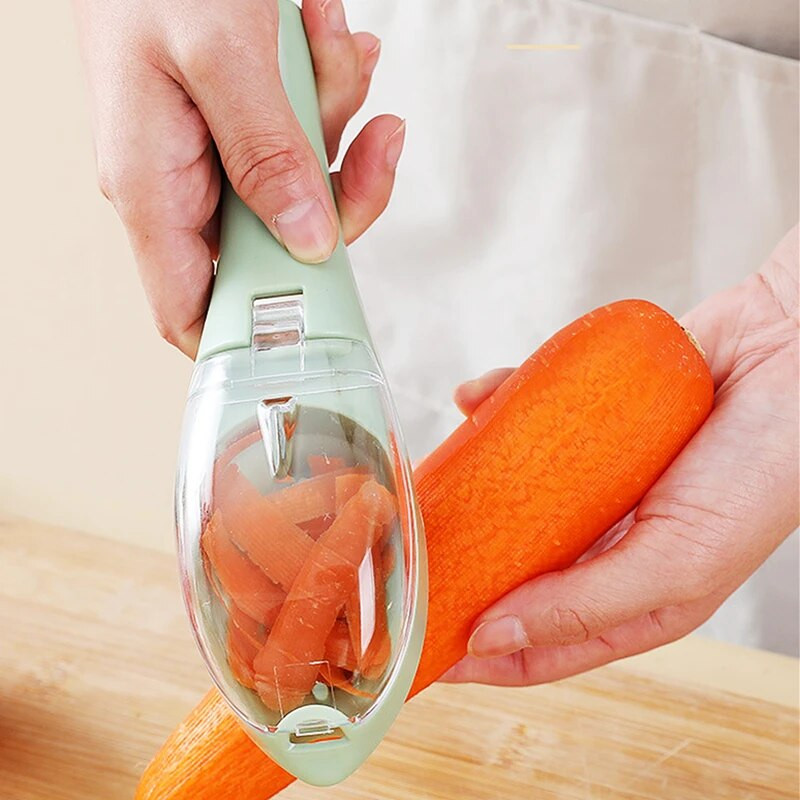 Cuțit de curățat legume cu recipient Cuțit de tăiat cartofi multifuncțional Cuțit de tăiat cu carcasă de depozitare Gadget pentru instrumente de bucătărie