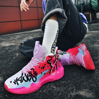 Професионални мъжки баскетболни обувки Неплъзгащи се мъжки високи маратонки Модни цветни баскетболни маратонки Мъжки флуоресцентни обувки