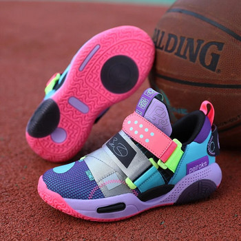 Нови мъжки баскетболни обувки Висококачествени външни противоплъзгащи се и дишащи спортни маратонки Детски леки маратонки