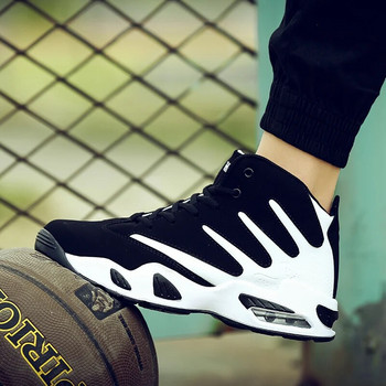Високи маратонки за мъже Нехлъзгащи се обувки за ходене на открито Мъжки баскетболни обувки Тренировъчни атлетични кожени спортни обувки с въздушна възглавница