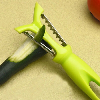 Αποφλοιωτής από ανοξείδωτο χάλυβα Πλαστική λαβή Τρίφτης αγγουριού καρότου 3 σε 1 Πολλαπλών λειτουργιών Apple Potato Zesters Εργαλεία κουζίνας λαχανικών